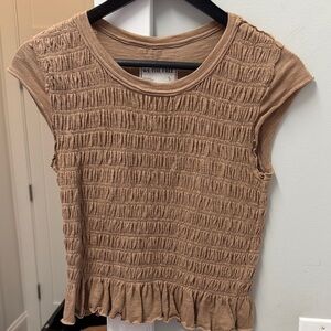 We The Free Tan Smocked Crop Top